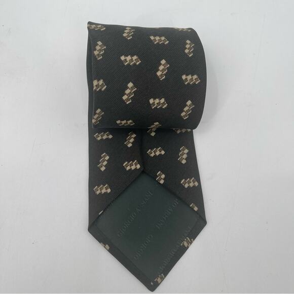 GIORGIO ARMANI Collezioni Silk Tie Green Made In Italy Designer Luxury Mens - Picture 4 of 8